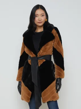 1829ARDbb L'AGENCE Zoya Belted Faux Fur Coat