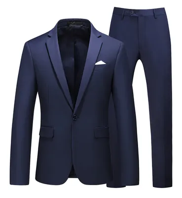 2-Piece Slim Fit Simple Designed Navy Suit