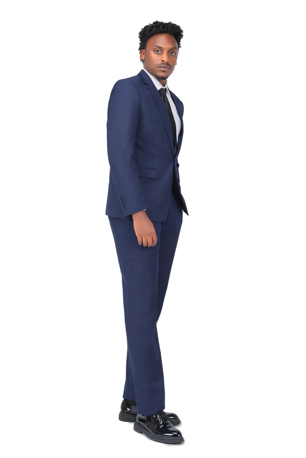 2-Piece Slim Fit Simple Designed Navy Suit