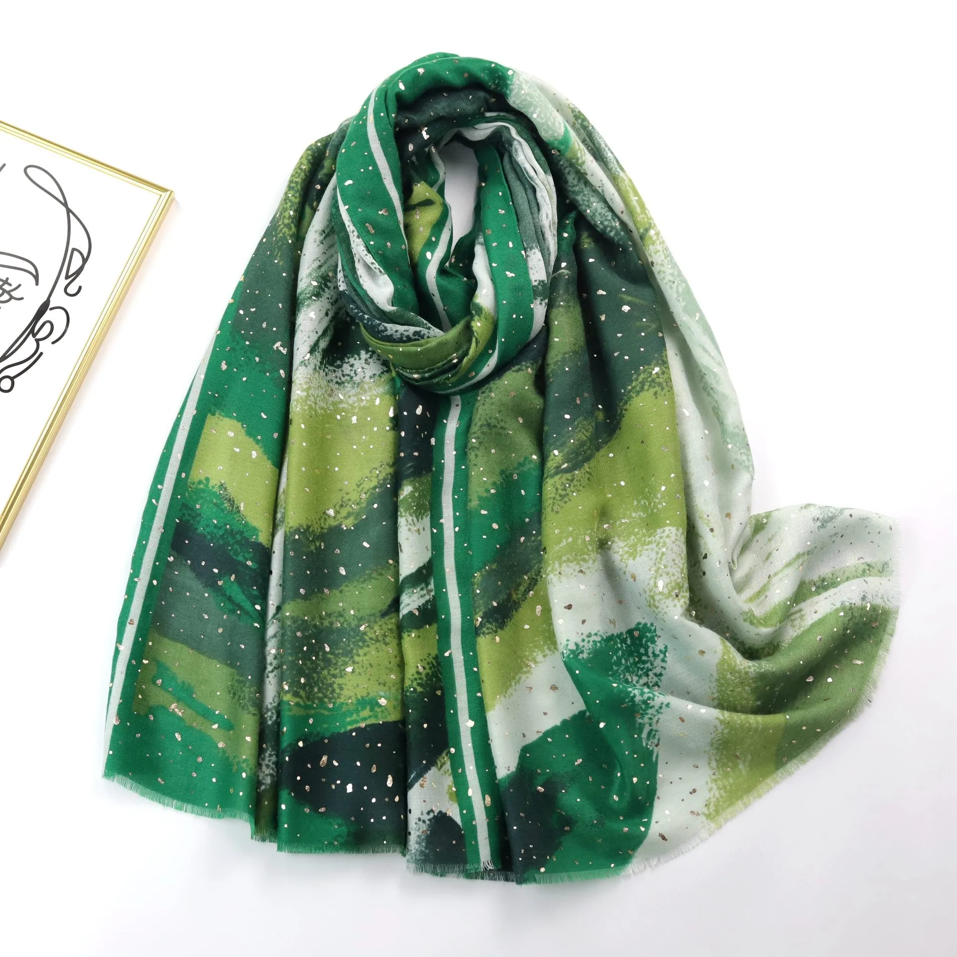 220915 hot stamping abstraction Color gradient printed scarf