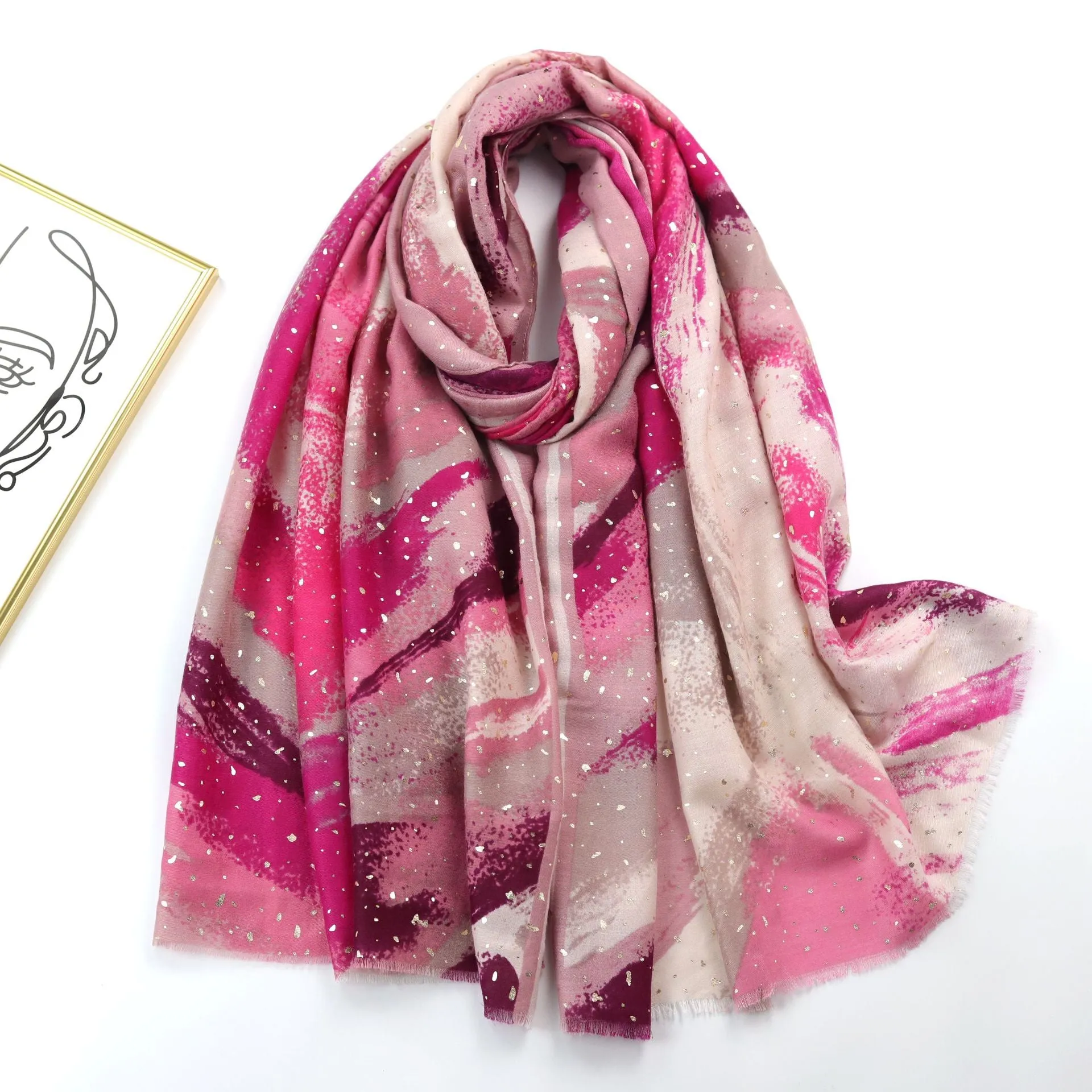 220915 hot stamping abstraction Color gradient printed scarf