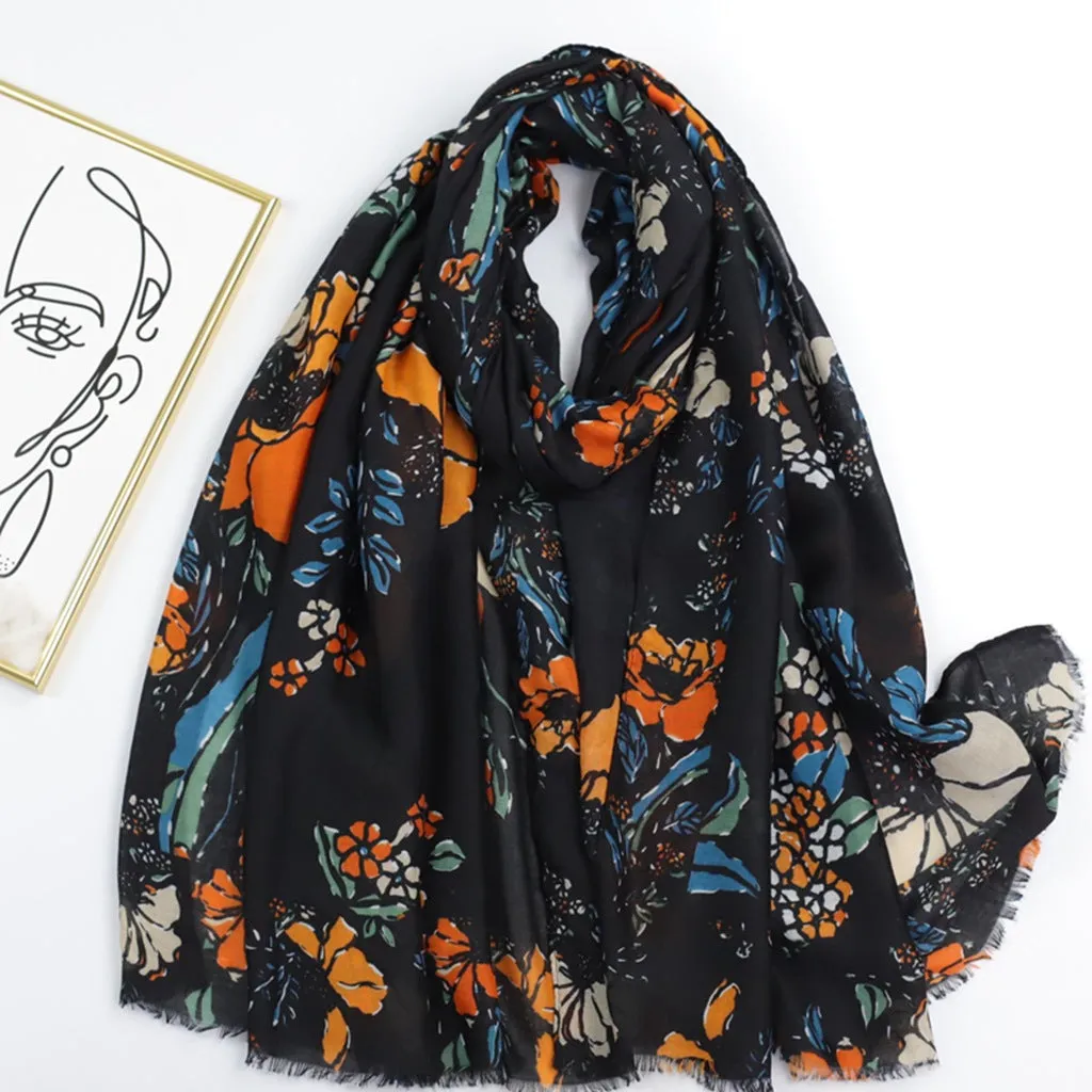 230305 hot stamping flower printed scarf