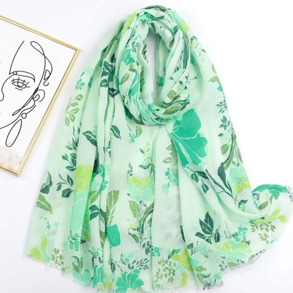 230305 hot stamping flower printed scarf