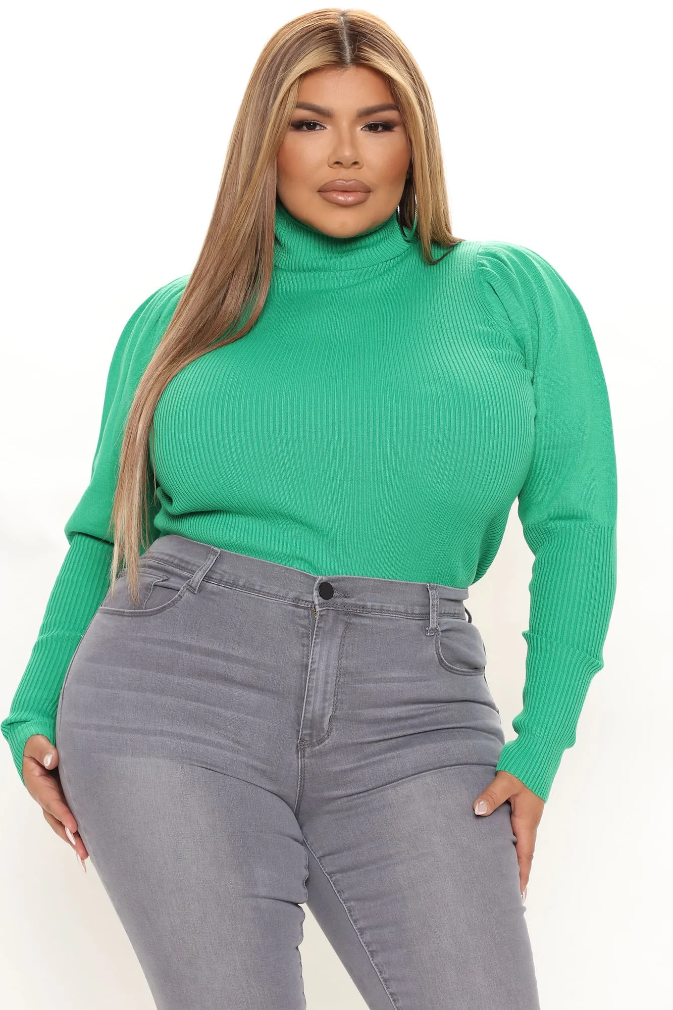 Adored By You Turtleneck Sweater - Kelly Green