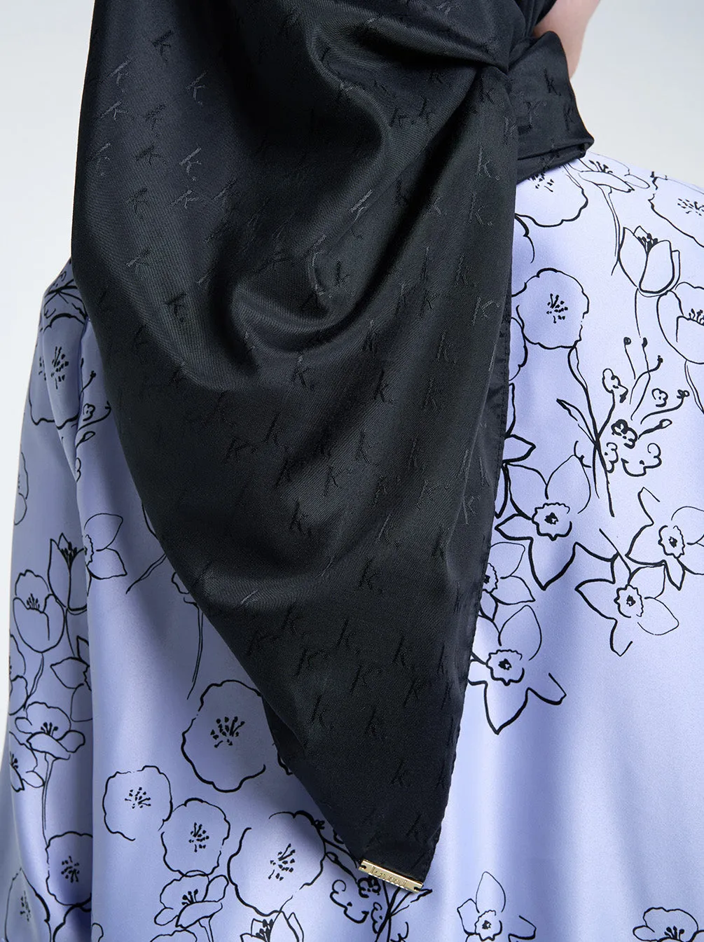 AIRY JACQUARD VOILE SCARF PLAIN BLACK