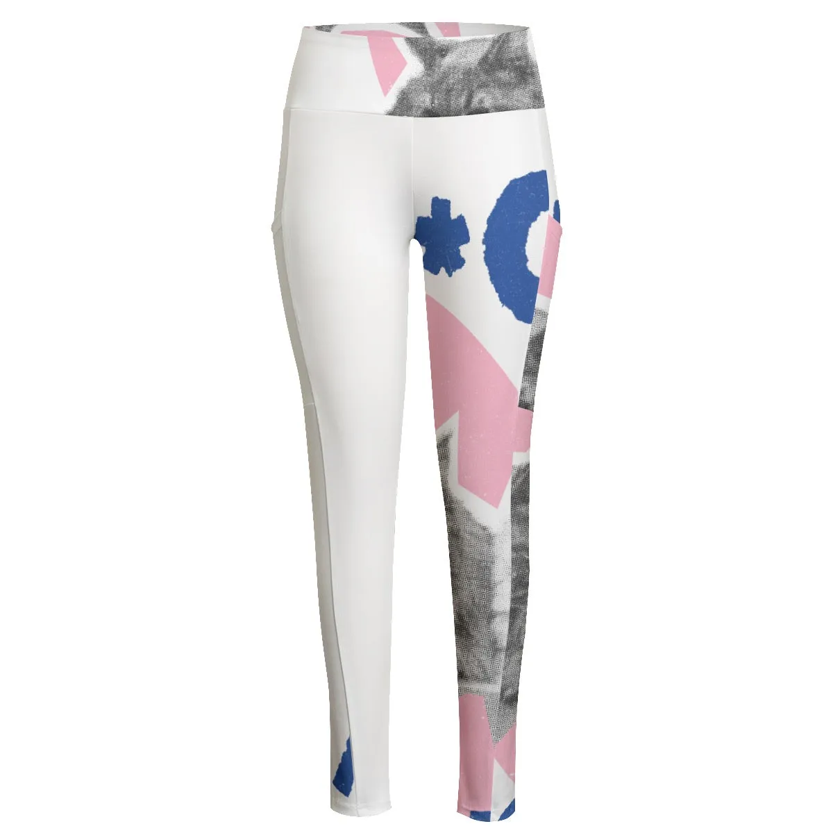 All-Over Print Women's High Waist Leggings With Side Pocket36 paint, gray and white abstract print