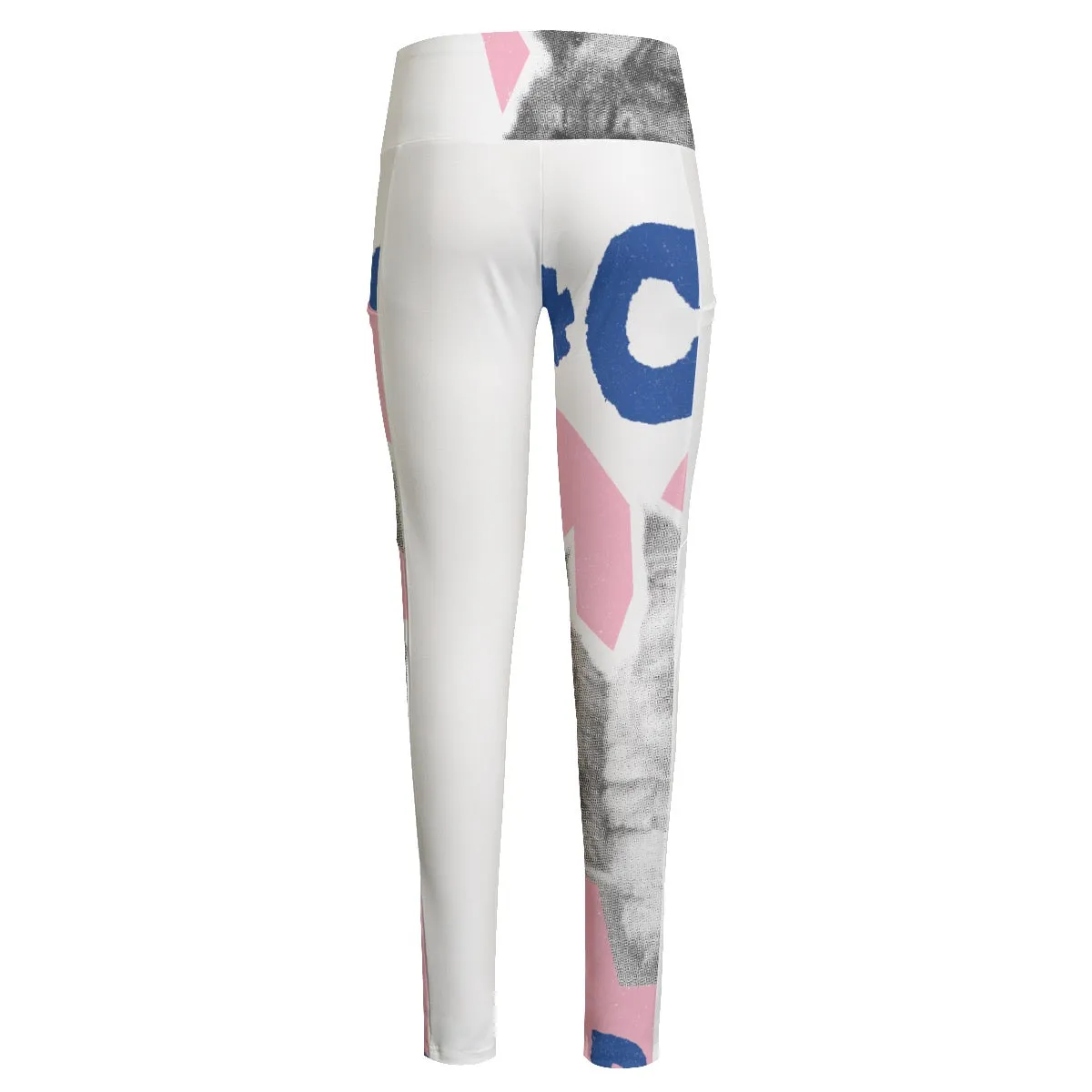 All-Over Print Women's High Waist Leggings With Side Pocket36 paint, gray and white abstract print