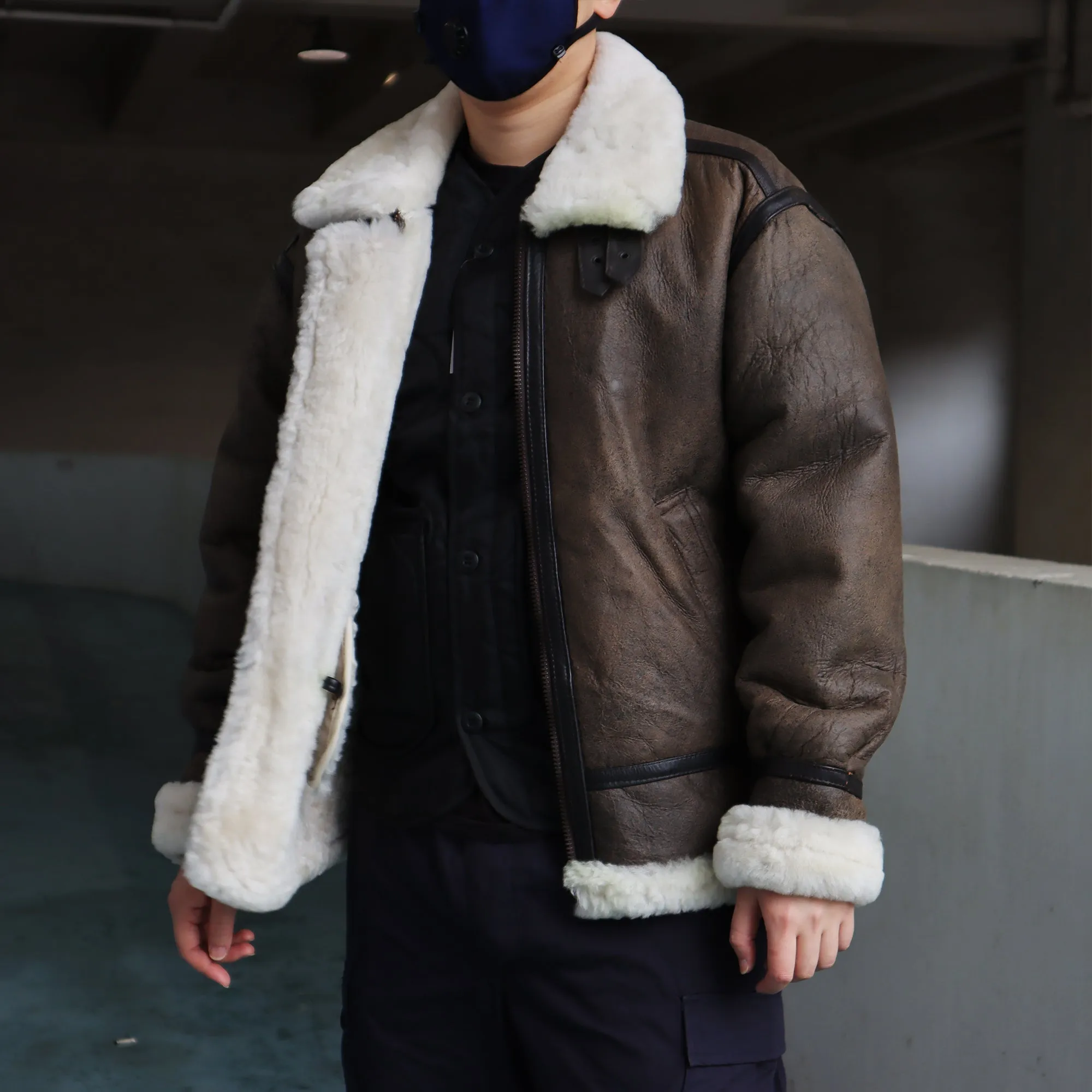 Alpha B-3 Sherpa Leather Bomber Jacket