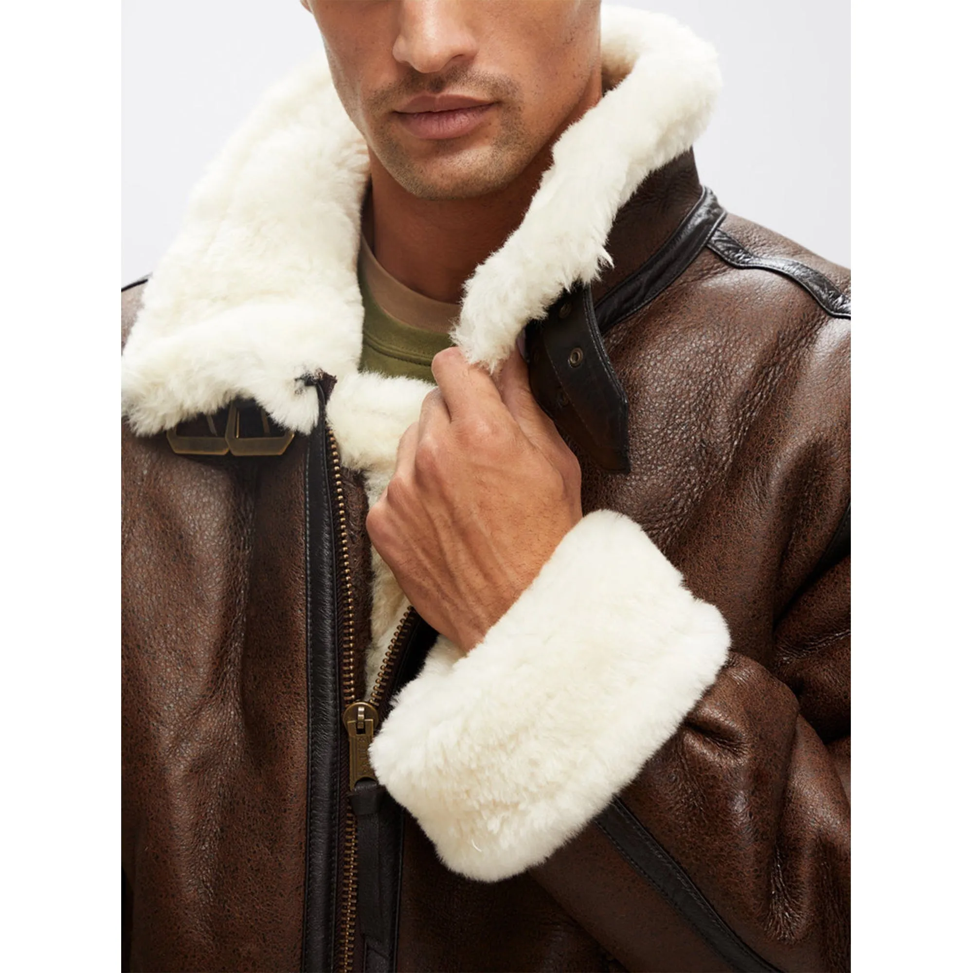 Alpha B-3 Sherpa Leather Bomber Jacket