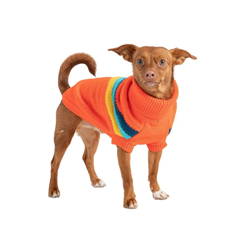 Alpine Sweater - Orange Retro Turtleneck for Stylish Dogs