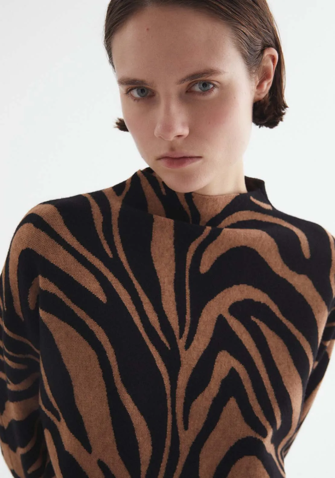 Animal Print Jumper - Hazelnut