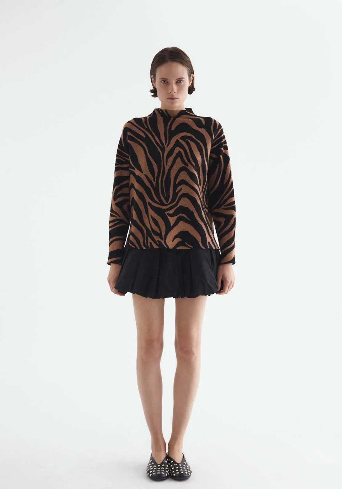 Animal Print Jumper - Hazelnut