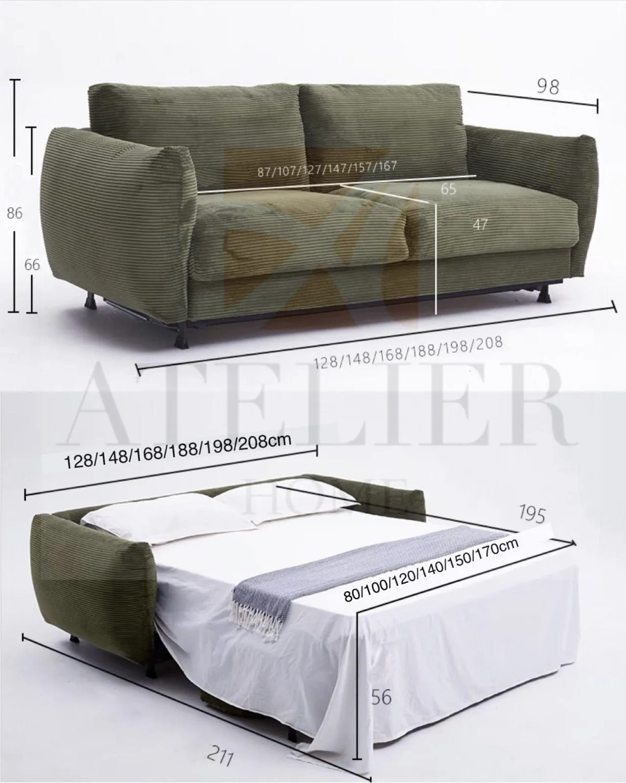 Artemis Foldable Sofa Bed with Mattress