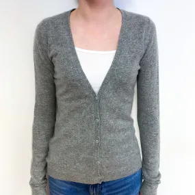 Ash Grey Cashmere Low V-Neck Cardigan Extra Small