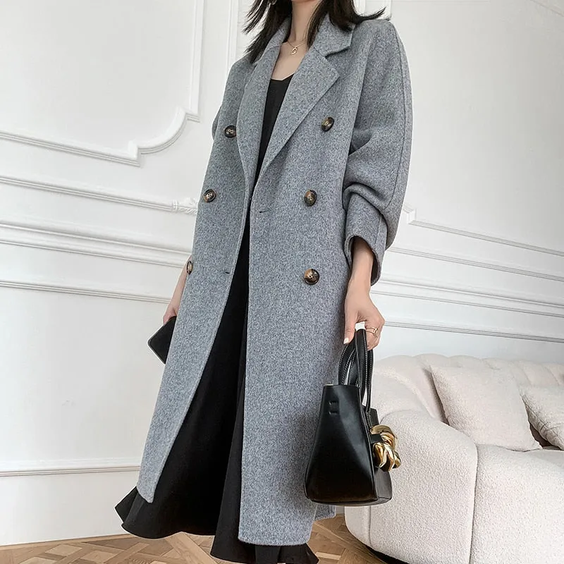 Autumn and winter new cashmere wool coat women&#39;s coat long MM