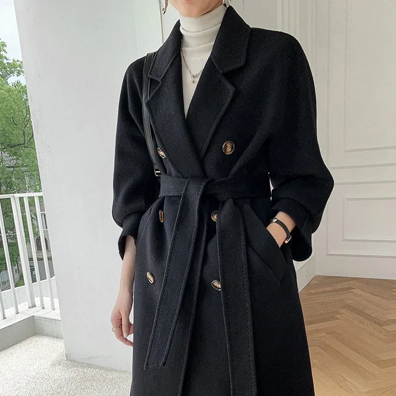 Autumn and winter new cashmere wool coat women&#39;s coat long MM