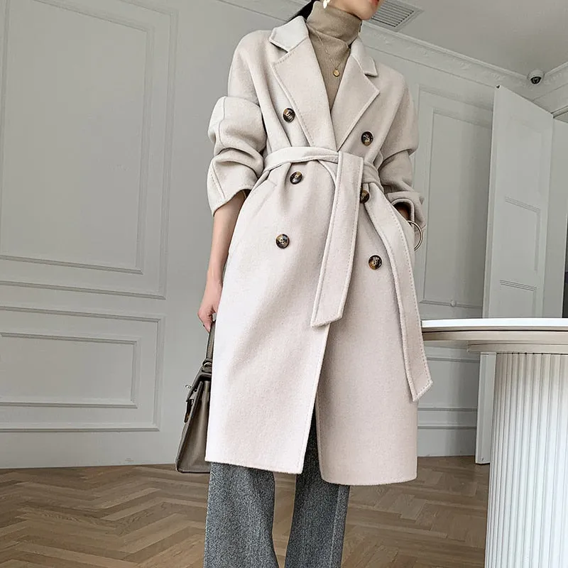 Autumn and winter new cashmere wool coat women&#39;s coat long MM