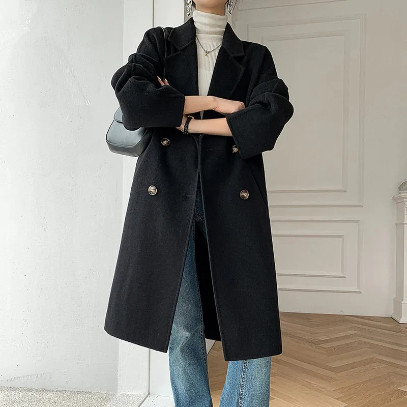 Autumn and winter new cashmere wool coat women&#39;s coat long MM