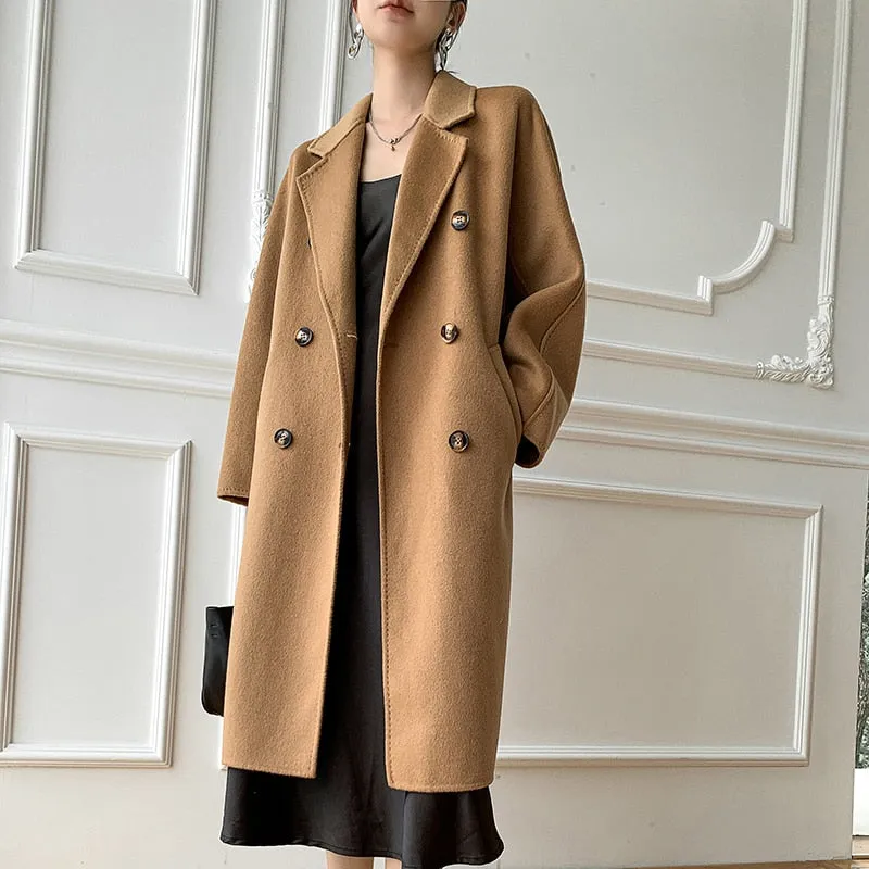 Autumn and winter new cashmere wool coat women&#39;s coat long MM