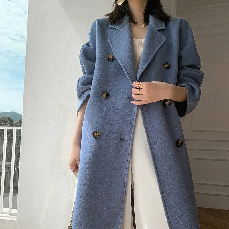 Autumn and winter new cashmere wool coat women&#39;s coat long MM