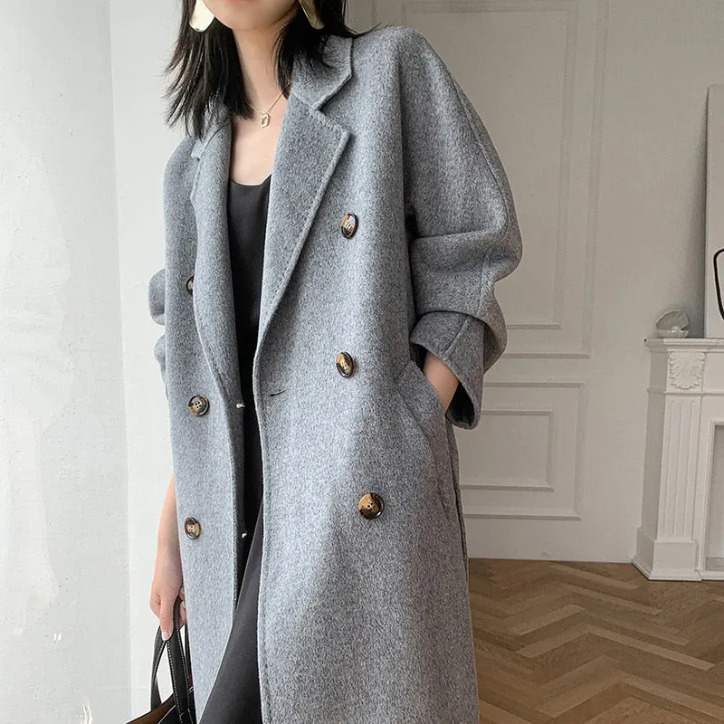 Autumn and winter new cashmere wool coat women&#39;s coat long MM