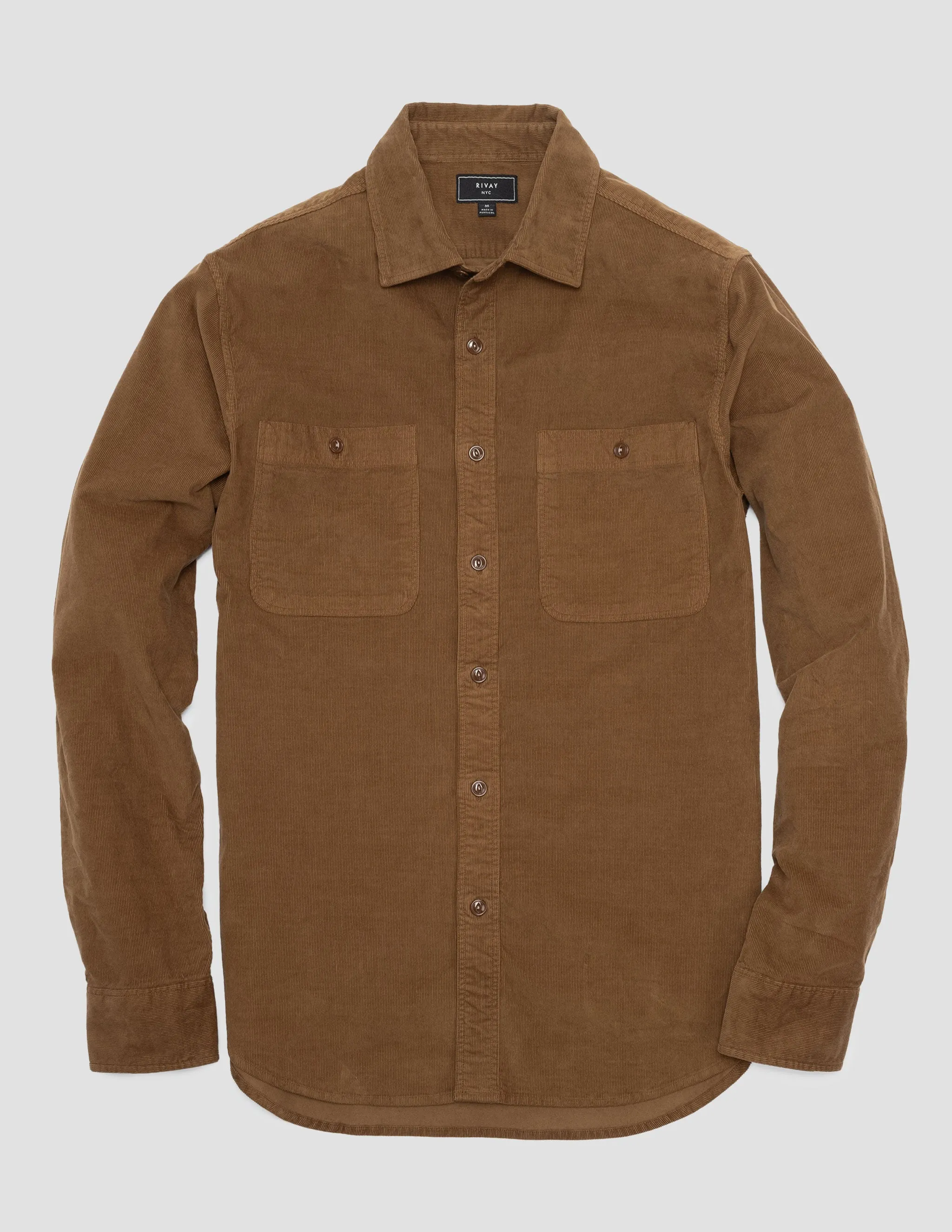 Barnes Garment Dyed Corduroy Workshirt in Golden Brown