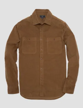 Barnes Garment Dyed Corduroy Workshirt in Golden Brown