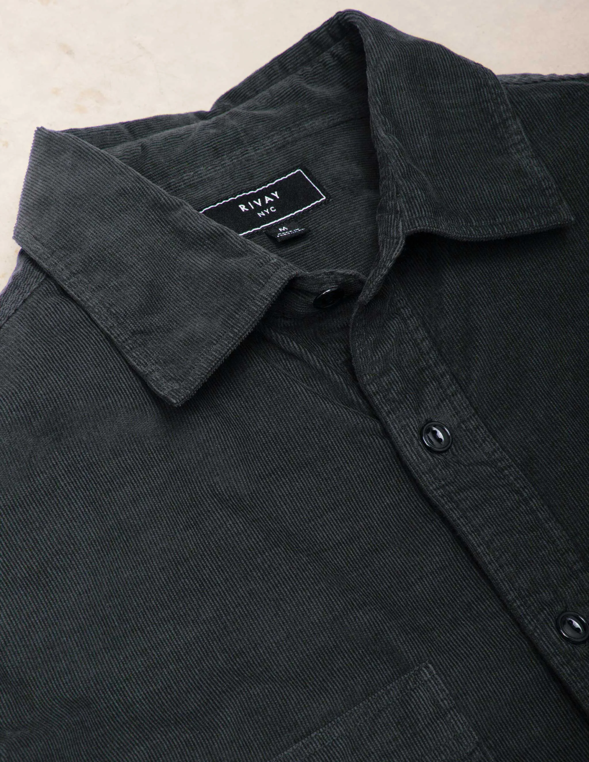 Barnes Garment Dyed Corduroy Workshirt in Shadow