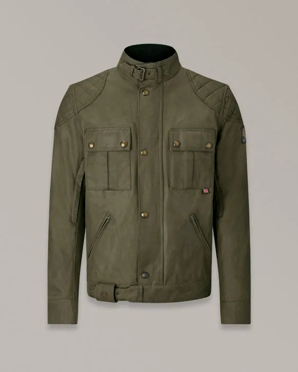 BELSTAFF BROOKLANDS ULTRACORE WAXED COTTON JACKET - OLIVE