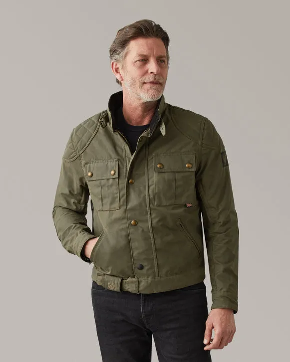 BELSTAFF BROOKLANDS ULTRACORE WAXED COTTON JACKET - OLIVE