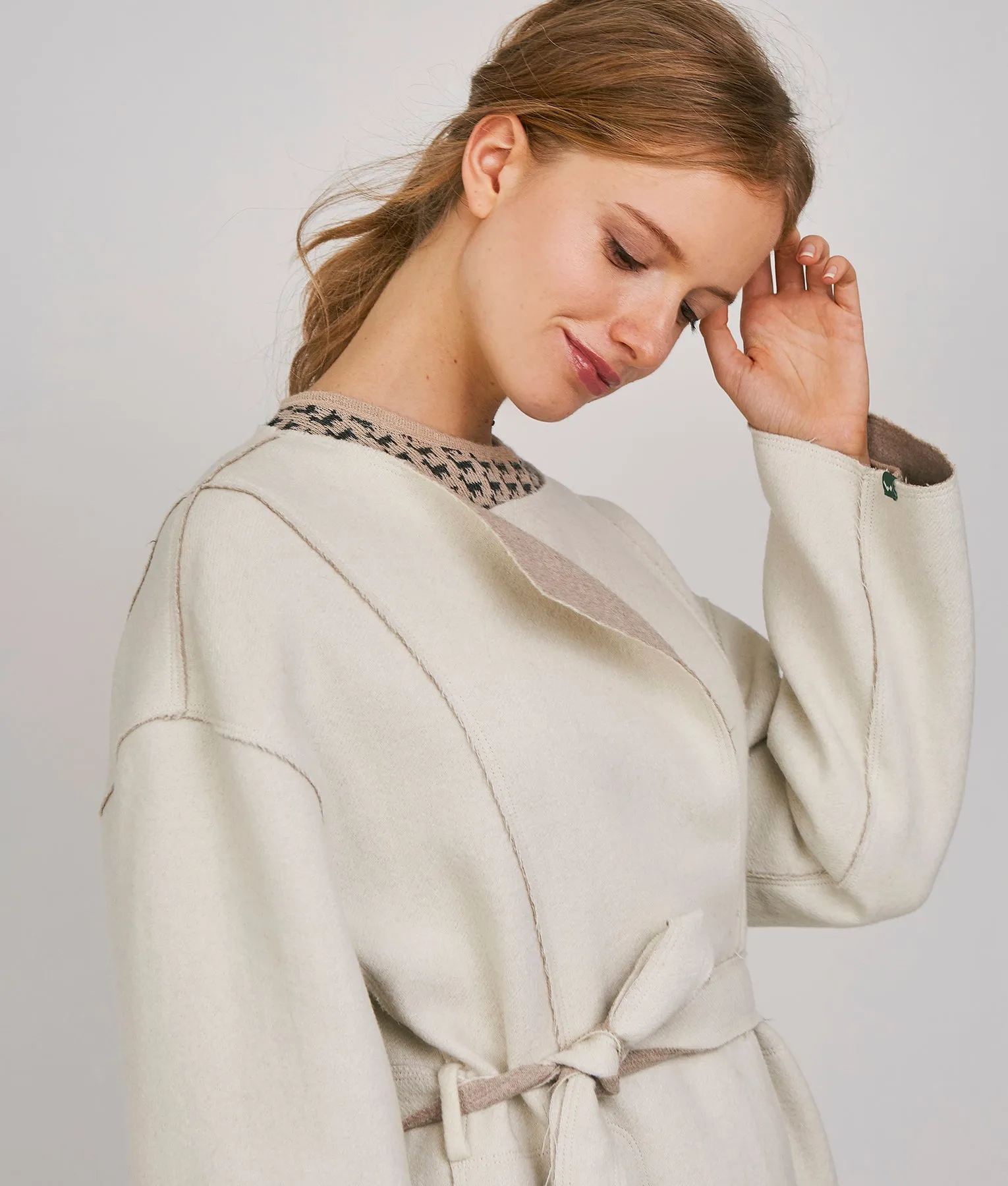 Belted Eased Reversible Coat - frayed edges