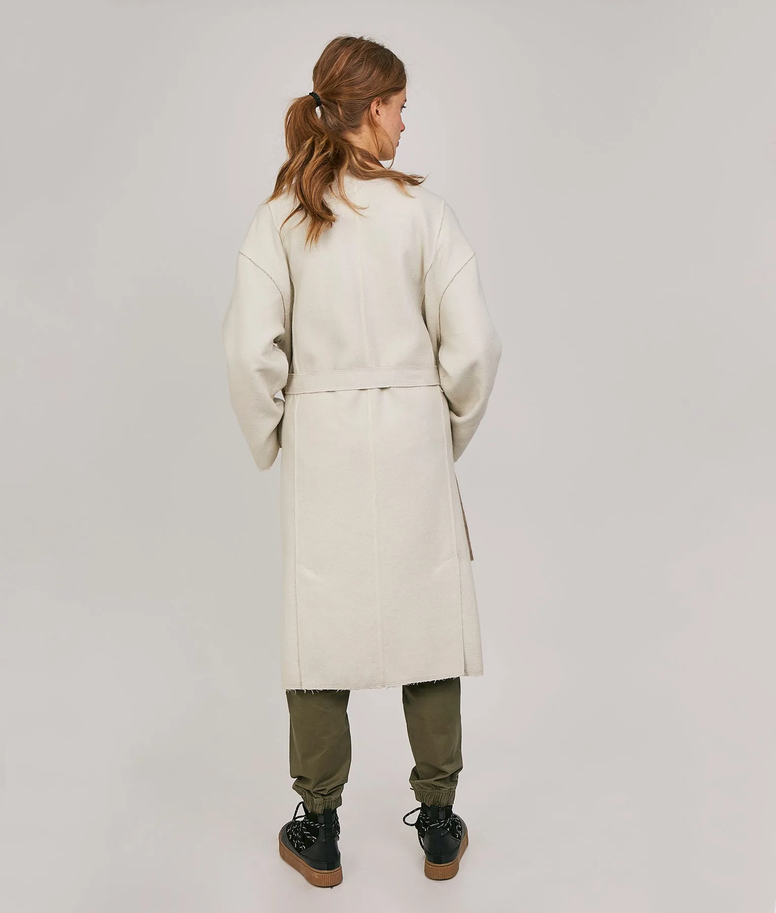 Belted Eased Reversible Coat - frayed edges