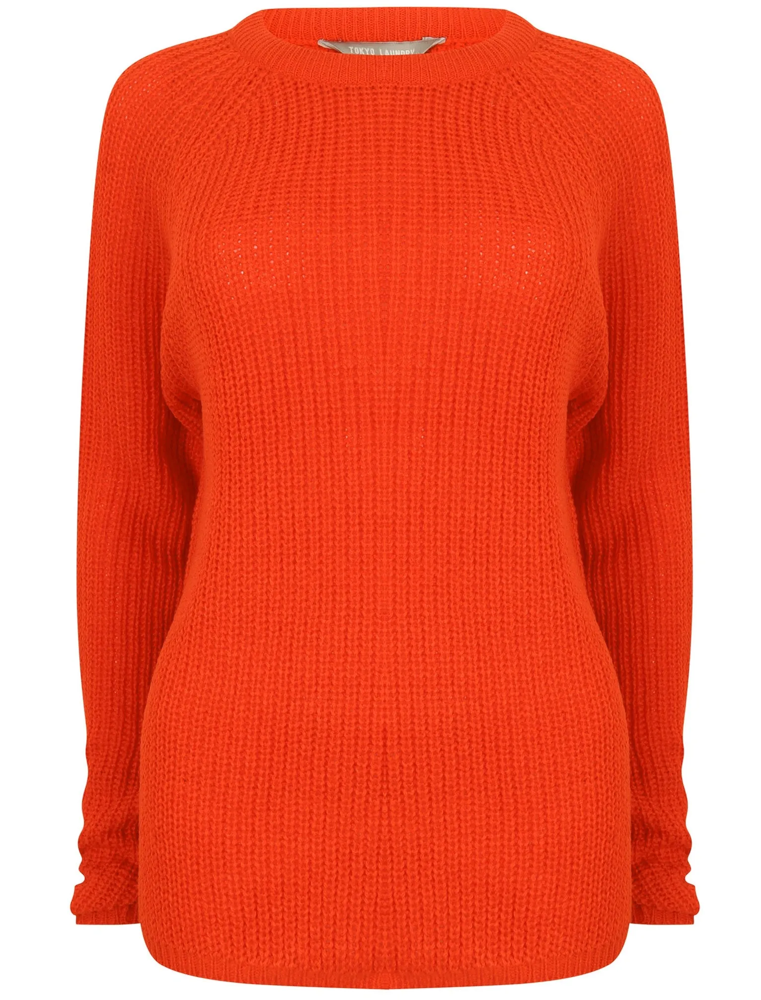 Bilberry Crew Neck Fisherman Knit Jumper In Fiery Red - Tokyo Laundry