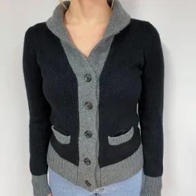 Black and Grey Chunky Knit Cashmere Jacket Small