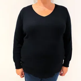 Black Cashmere V-Neck Jumper Extra Extra Large