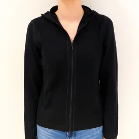 Black Cashmere Zip Up Hooded Jumper Extra Small