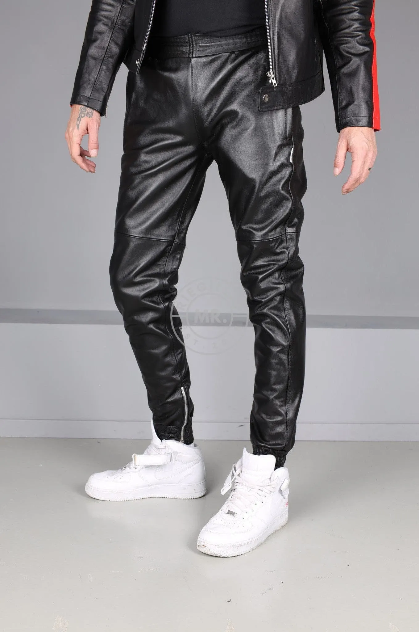 Black Leather Tracksuit Pants