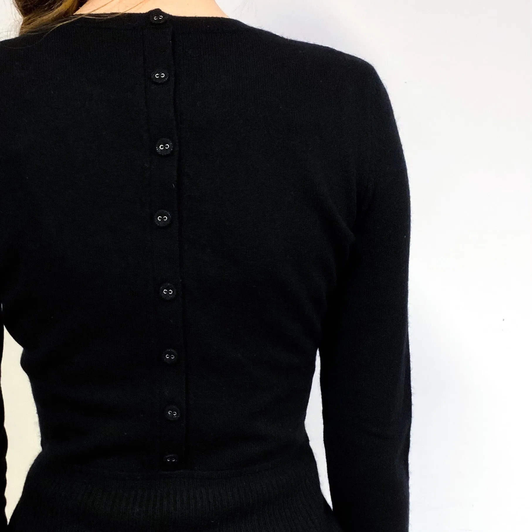 Black Peplum Cashmere Crew Neck Jumper Extra Small