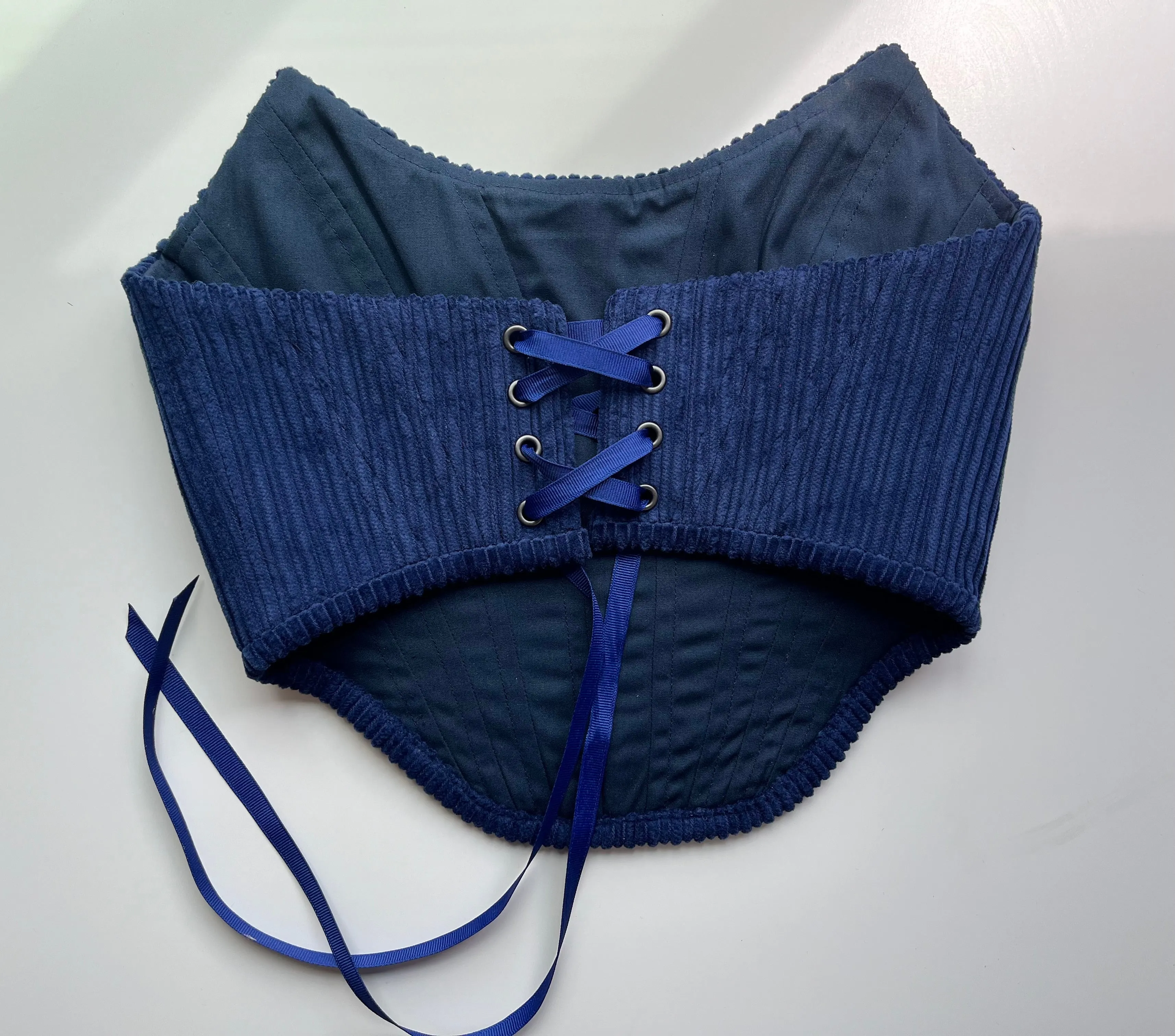 Blue velvet corduroy corset size M