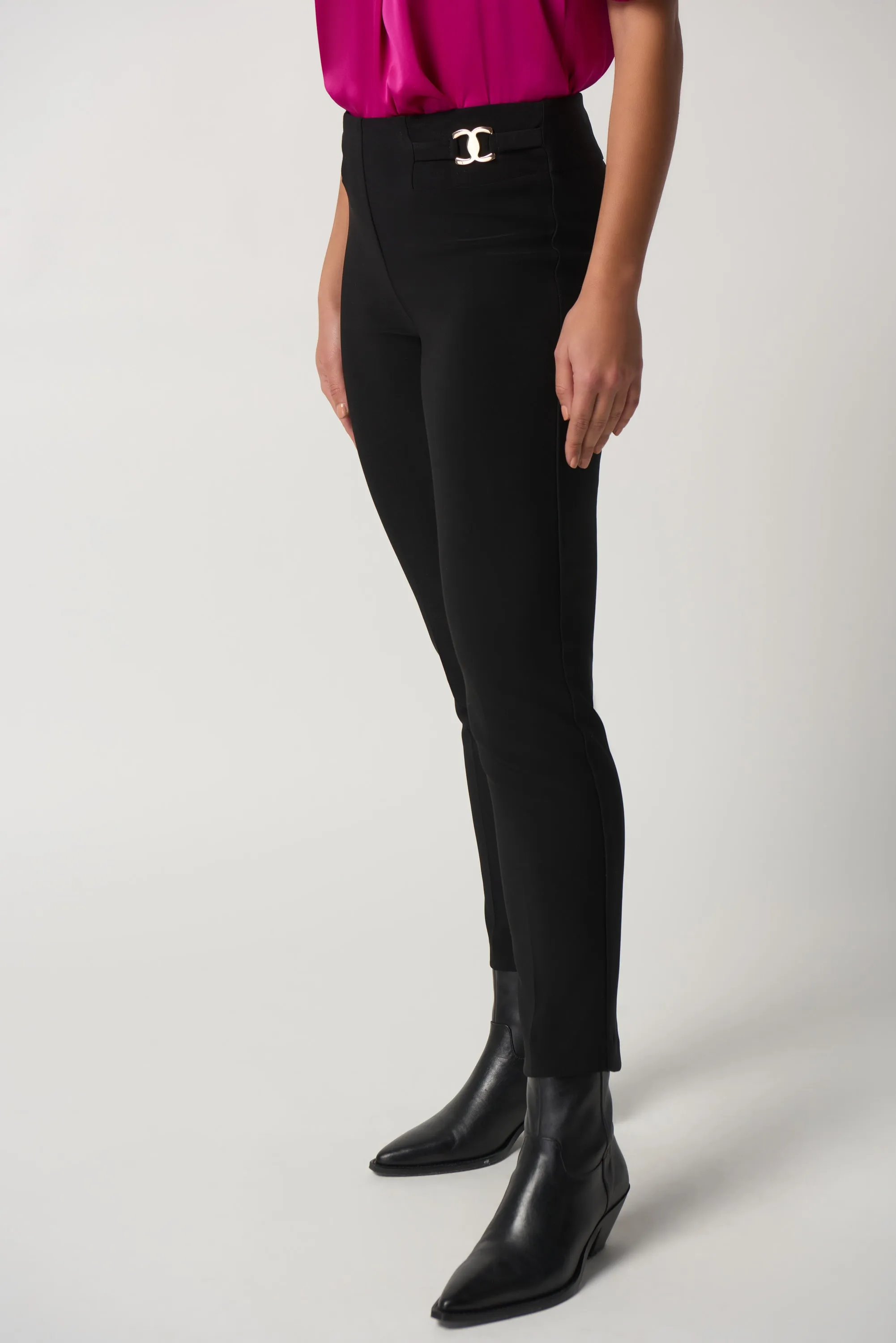 Bonded Silk Straight-Leg Pants