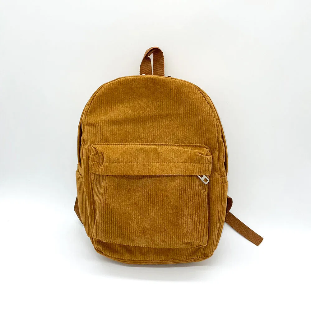 Brown Khaki Corduroy Backpack