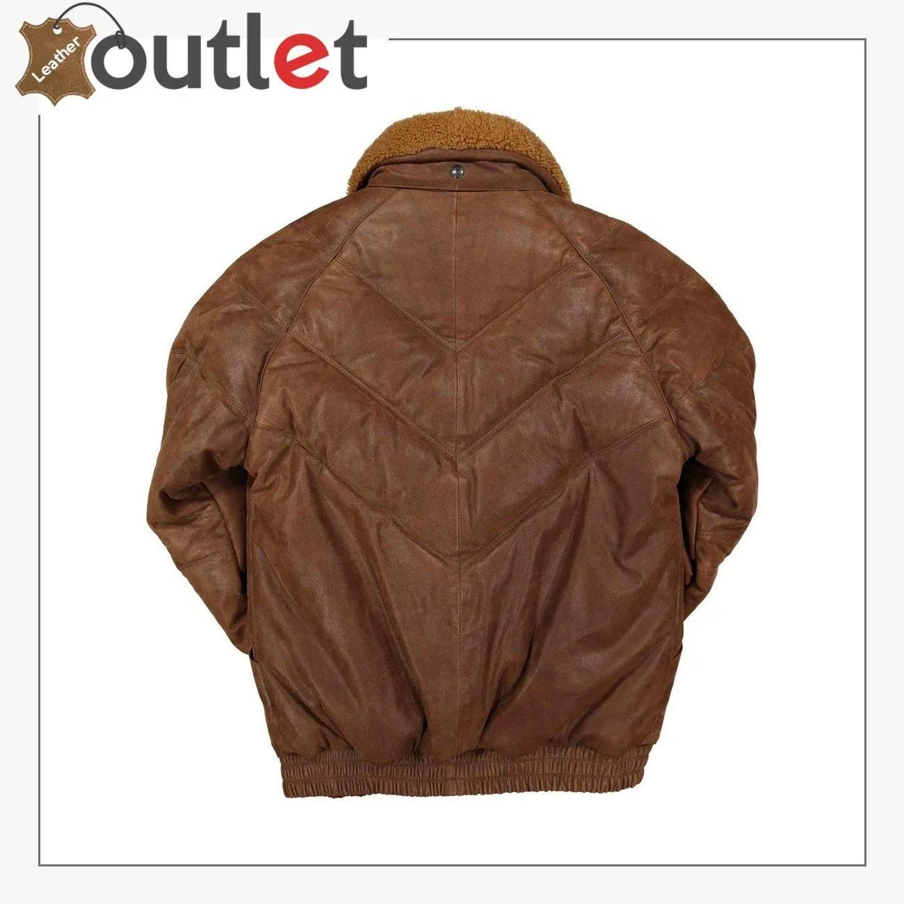 Brown Mens Leather V Bomber Jacket