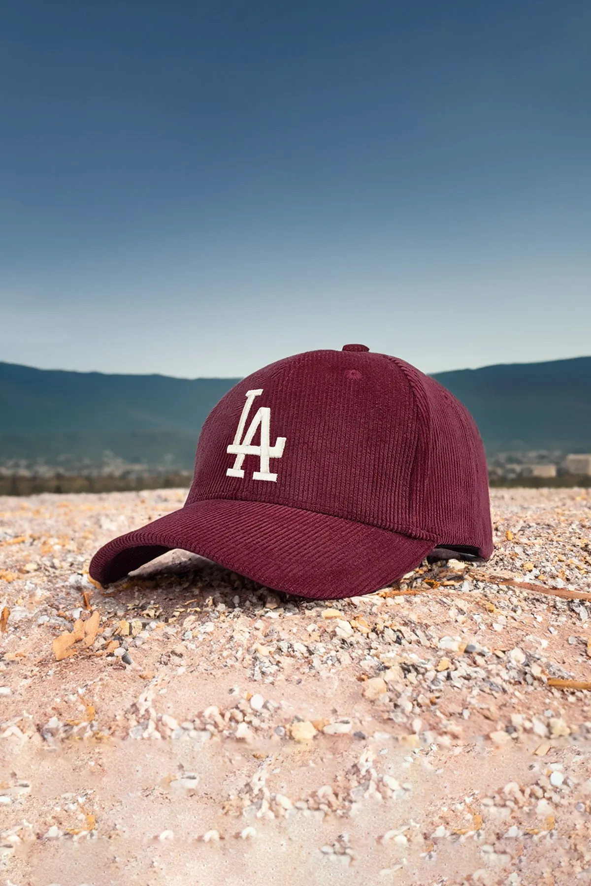 Burgundy LA Embroidered Corduroy Cap - S23 - MCP102R