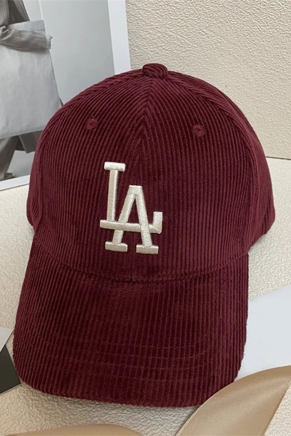 Burgundy LA Embroidered Corduroy Cap - S23 - MCP102R