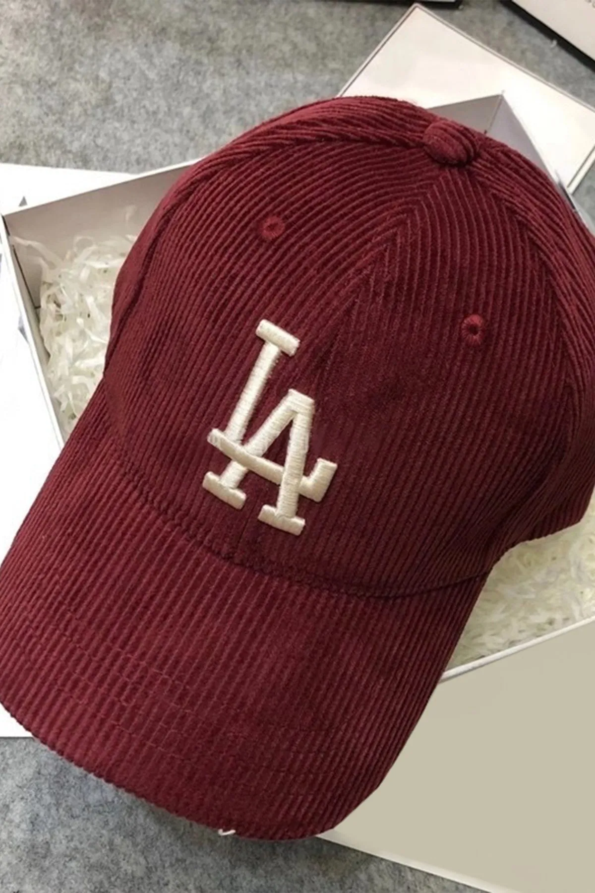 Burgundy LA Embroidered Corduroy Cap - S23 - MCP102R