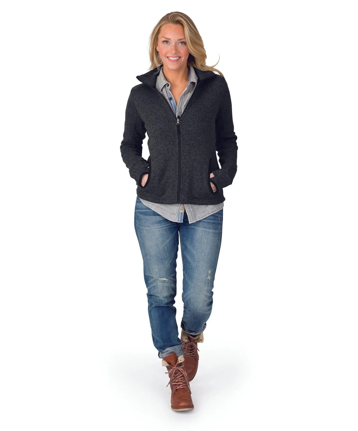 Charles River Apparel Heathered Fleece Sweater Jacket