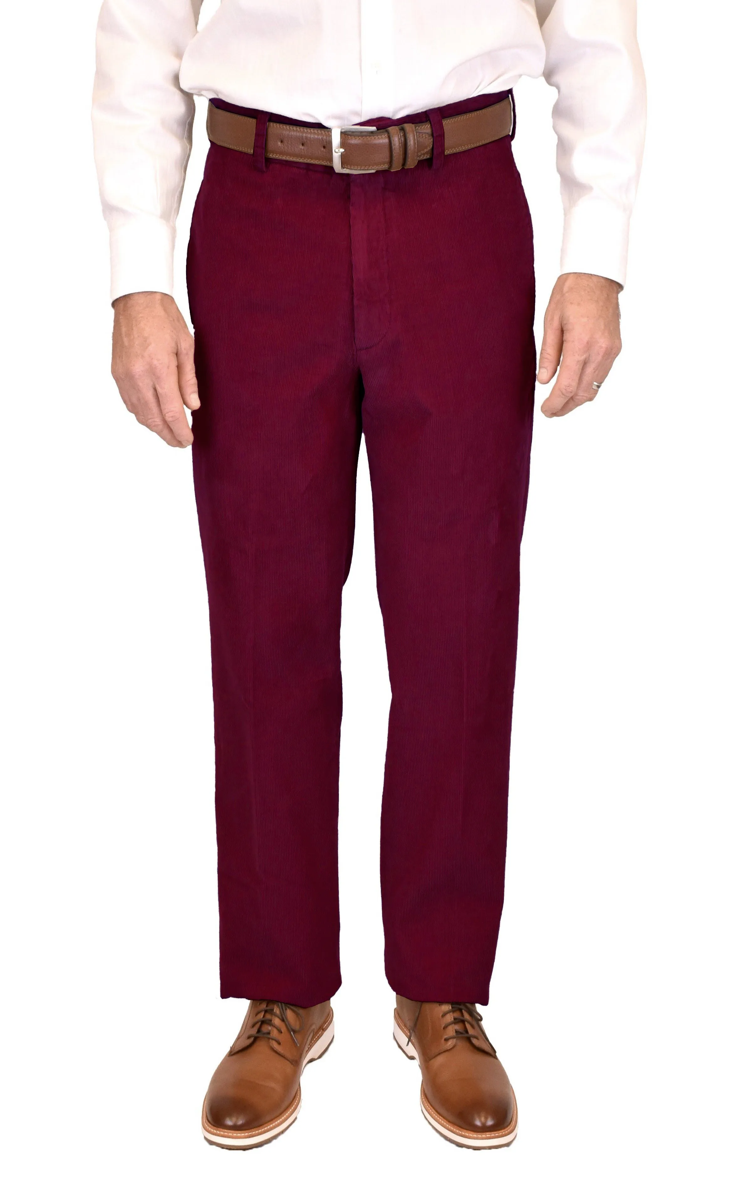 Charleston Khakis 12 Wale Corduroy, Wine<br>Flat Front<br>Regular Rise