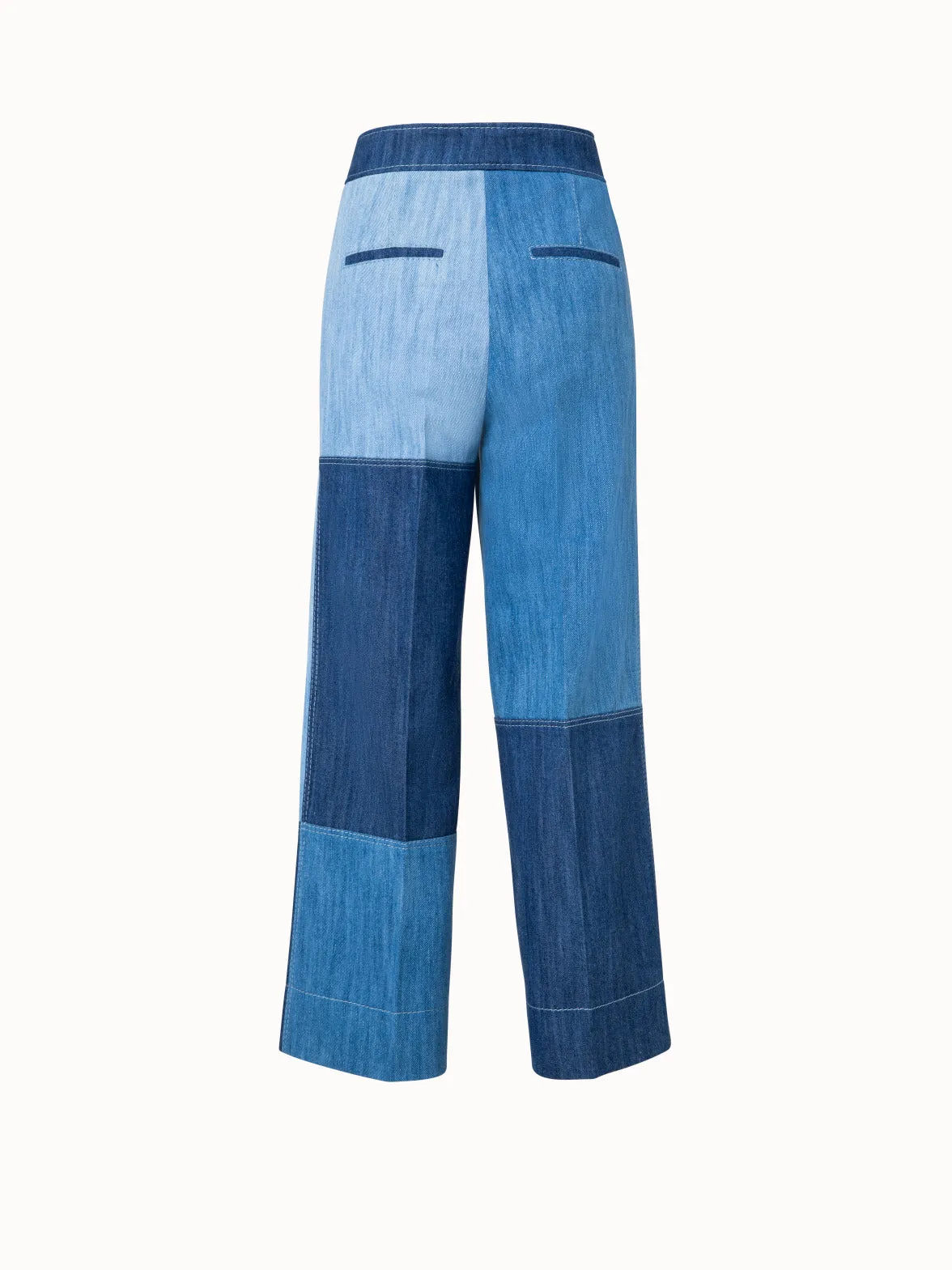 Chieko Cropped Wide Leg Denim Patchwork Pants