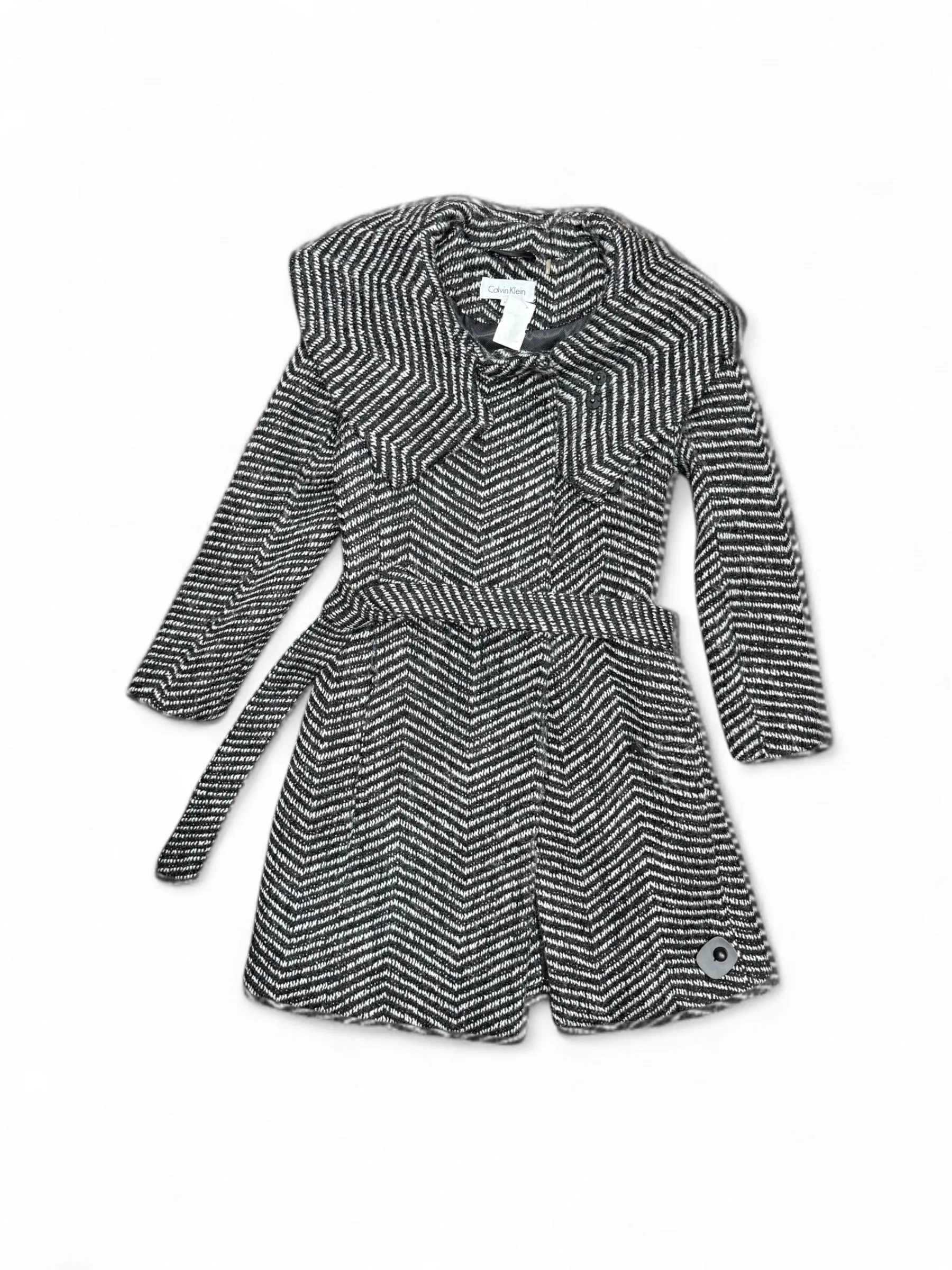 Coat Wool By Calvin Klein In Black & White, Size: 2