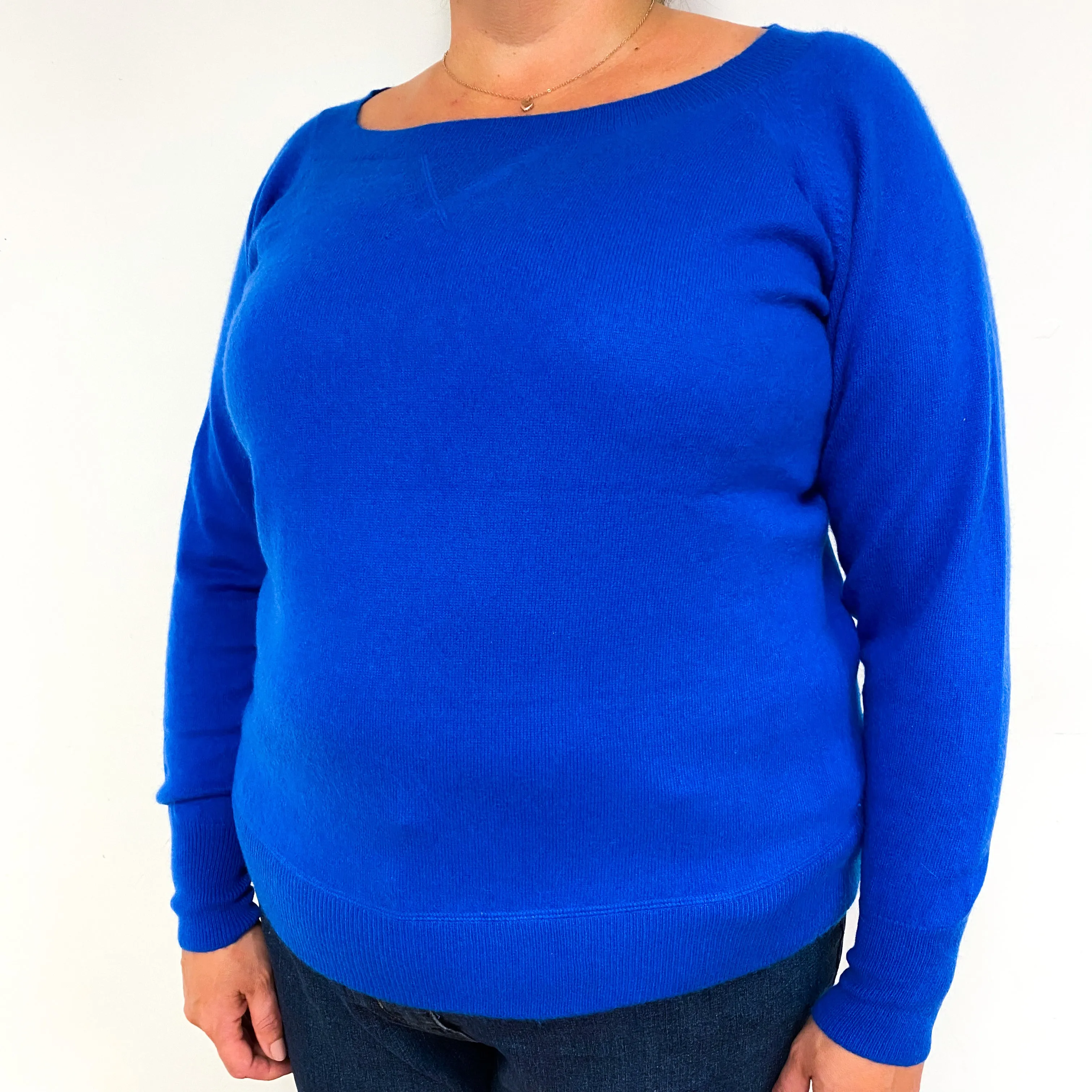 Cobalt Blue Cashmere Boat Neck Jumper Extra Large